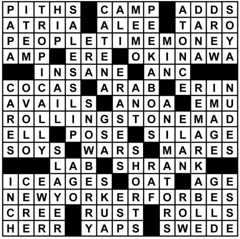 ANswers to the September Crossword Puzzle